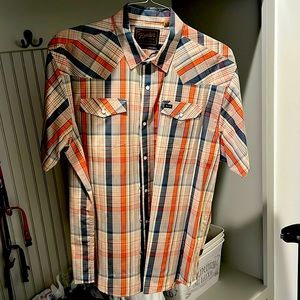 Howler brother short sleeve plaid pearl button up shirt